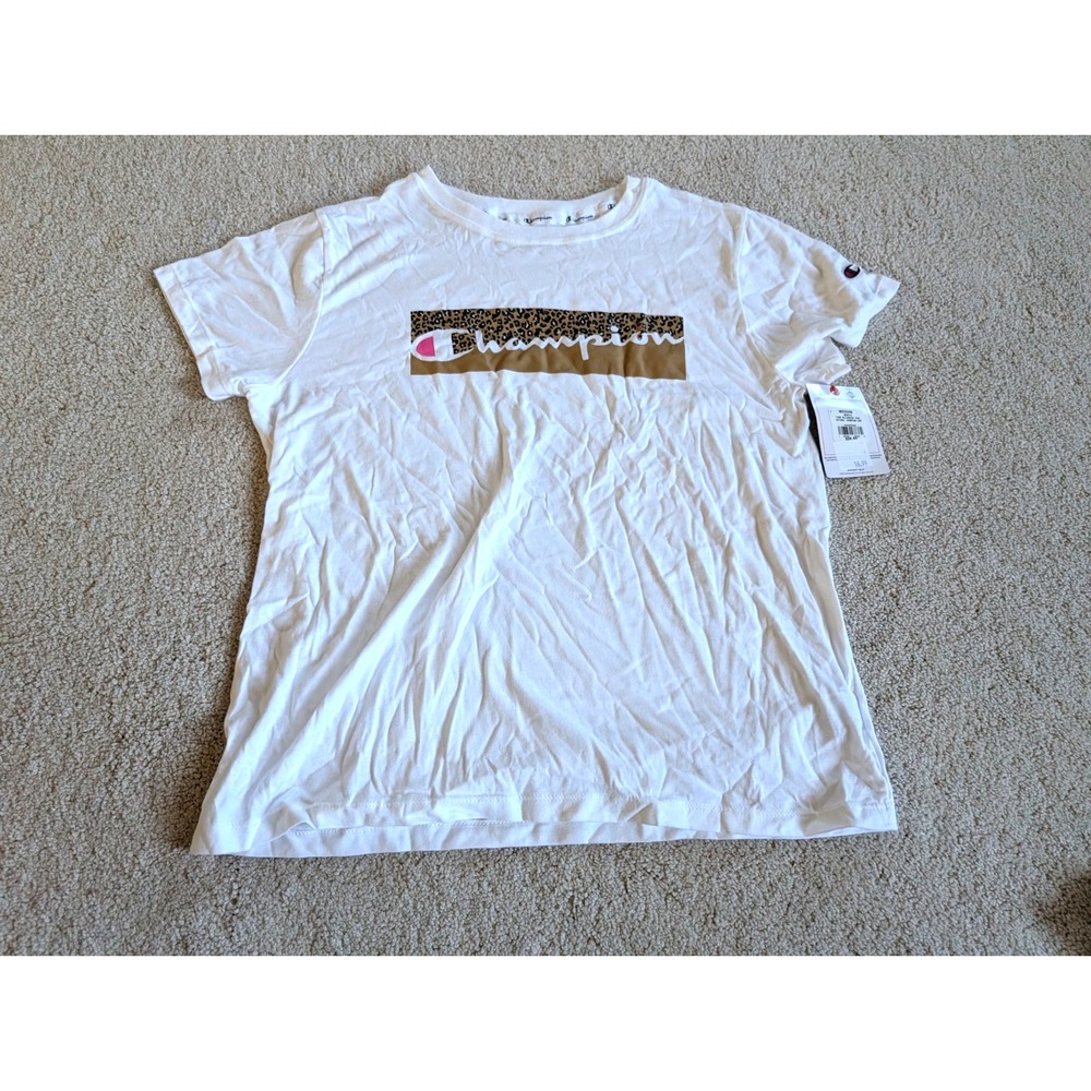 Champion Women The Classic Tee Short Sleeve Shirt Medium White GT18H NWT